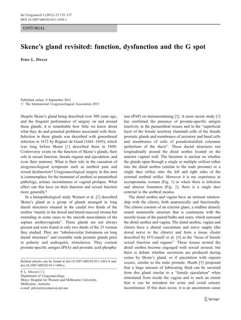 glande de skene|Skene’s gland revisited: function, dysfunction and the G spot